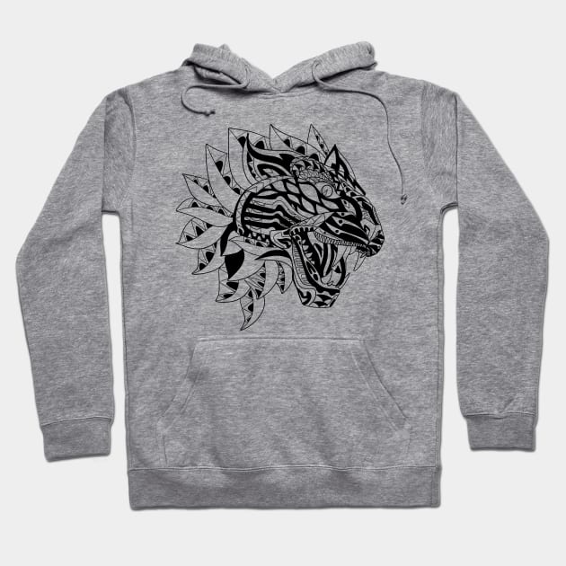 black tiger mask in pattern ecopop Hoodie by jorge_lebeau